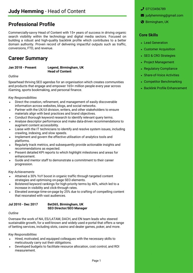 Head of Content CV 1