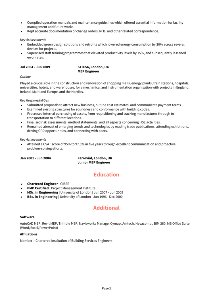 MEP Manager CV 2