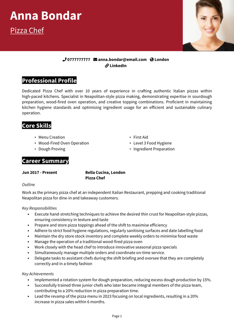 Pizza Chef CV