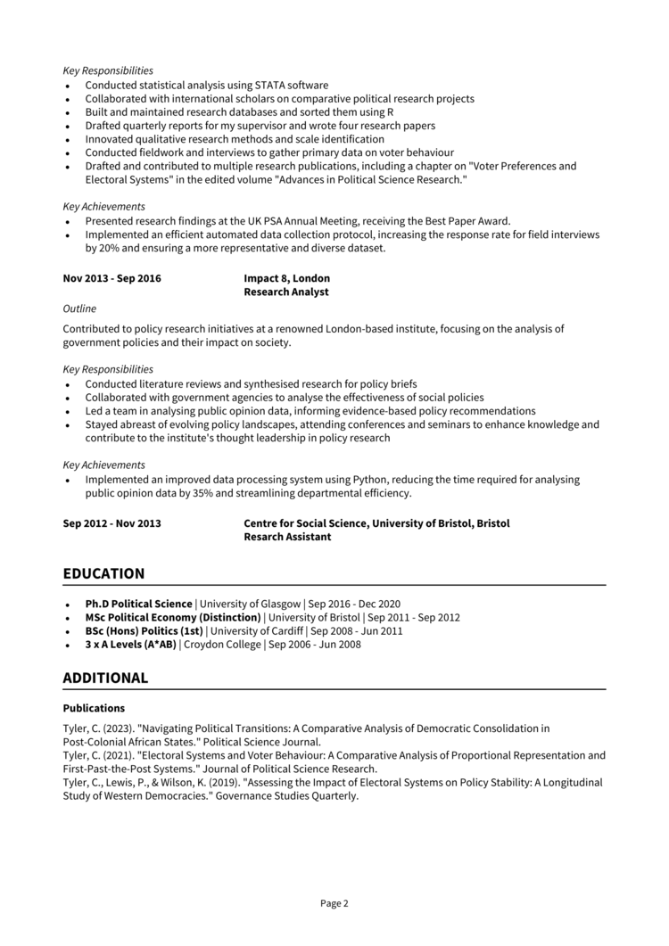 Political Scientist CV 2