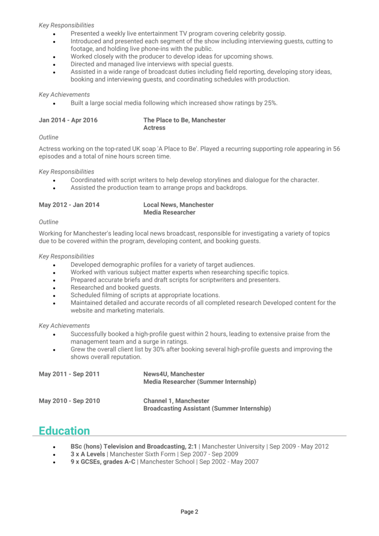 TV Presenter CV-2