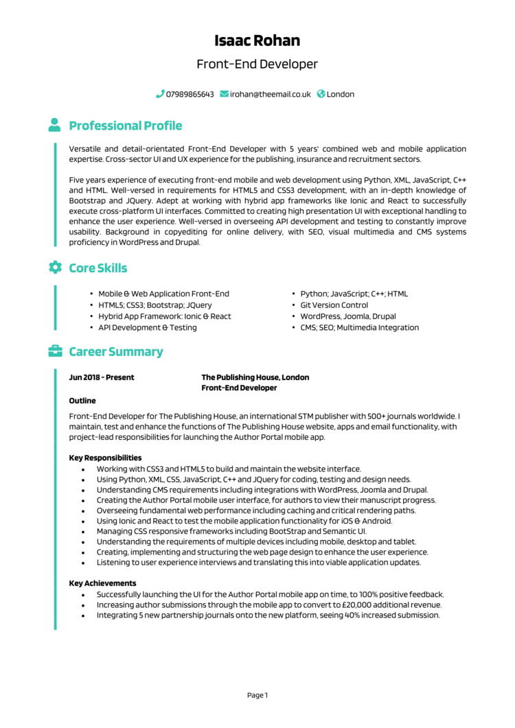Front-End Developer CV