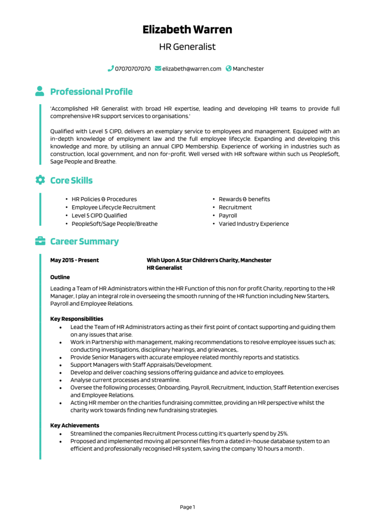 HR Generalist CV