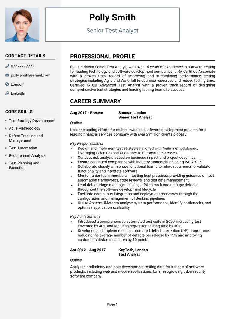 Test Analyst CV-1