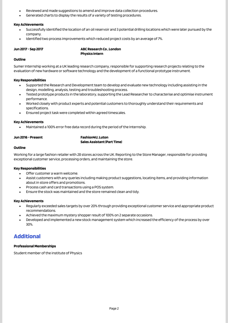 Physics Graduate CV-2