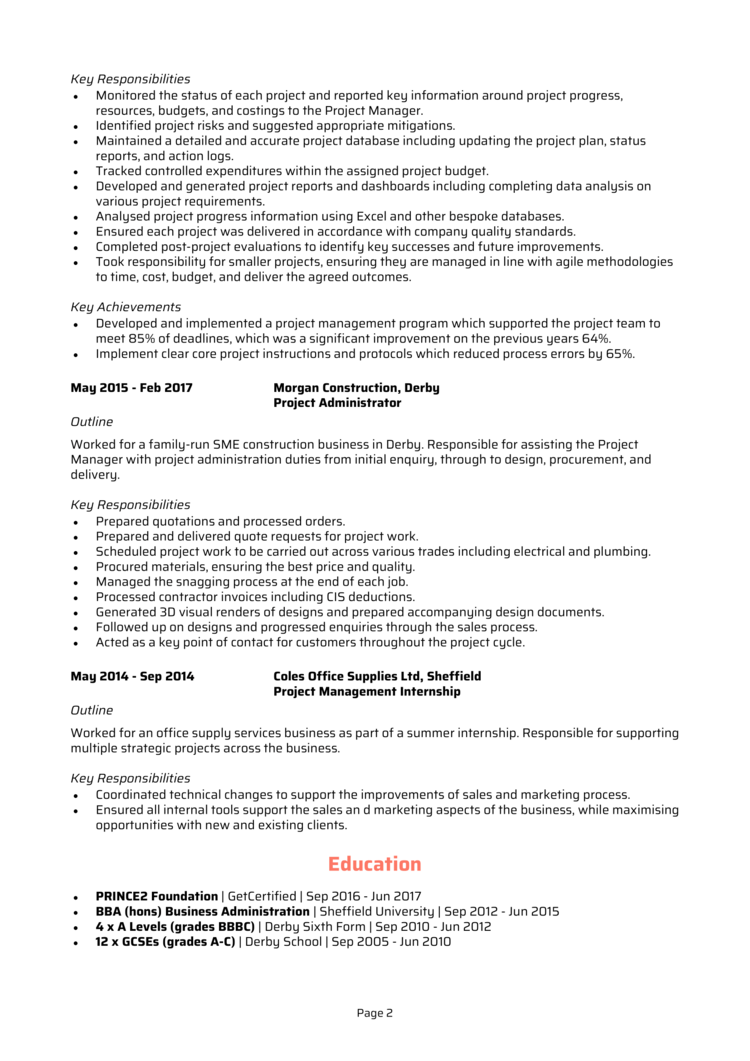 Project Support Officer CV-2