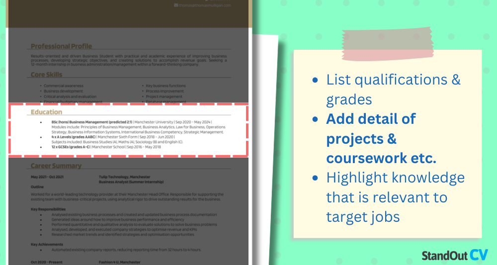 CV education