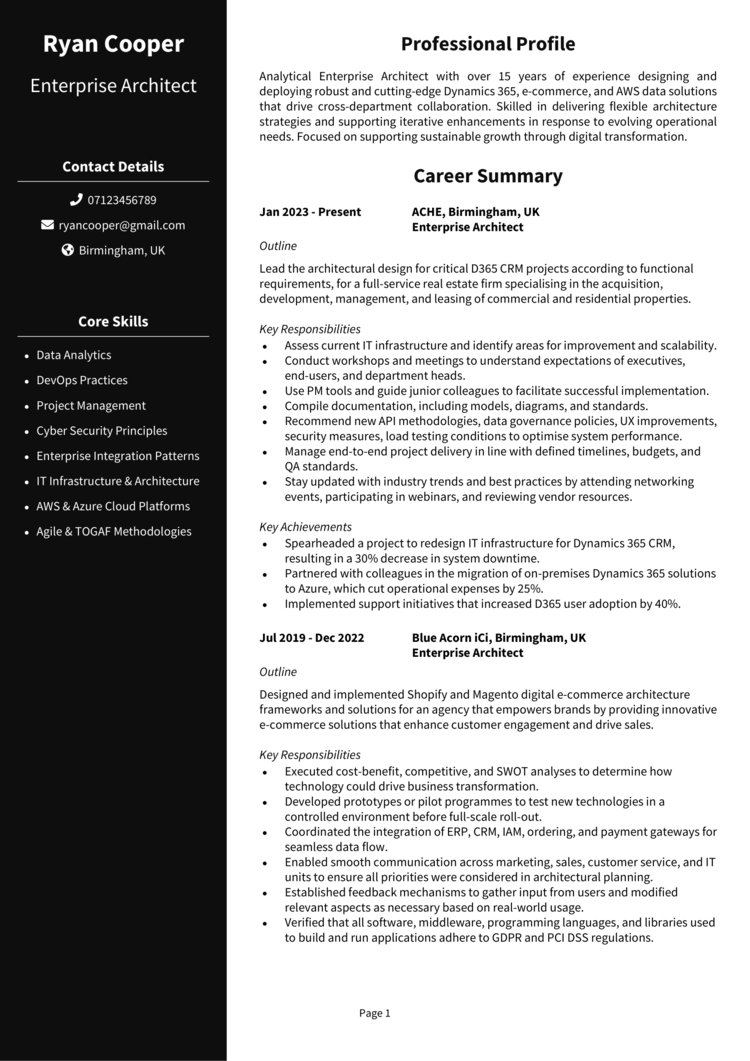 Enterprise Architect CV-1 Enterprise Architect CV