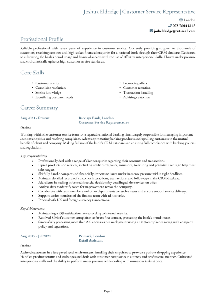 Traditional PDF CV template