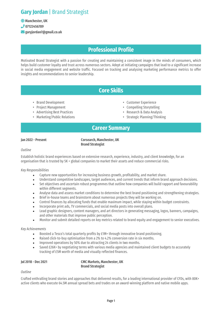 Brand Strategist CV