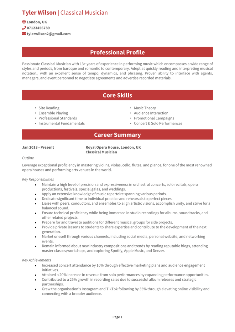 Classical Musician CV-1 Classical Musician CV
