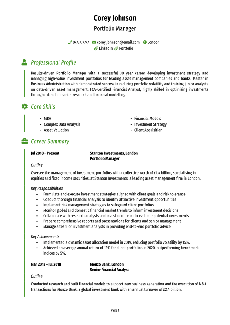 Portfolio Manager CV