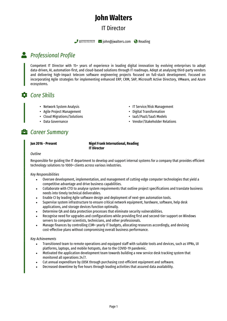 IT Director CV