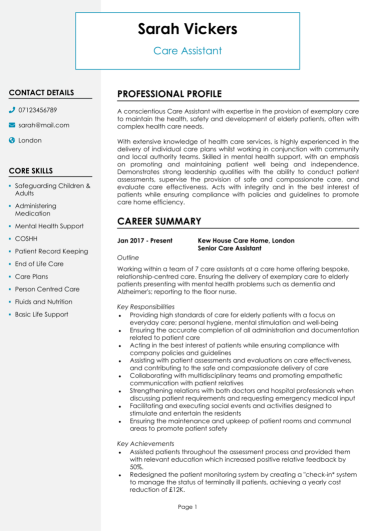 Care Assistant CV