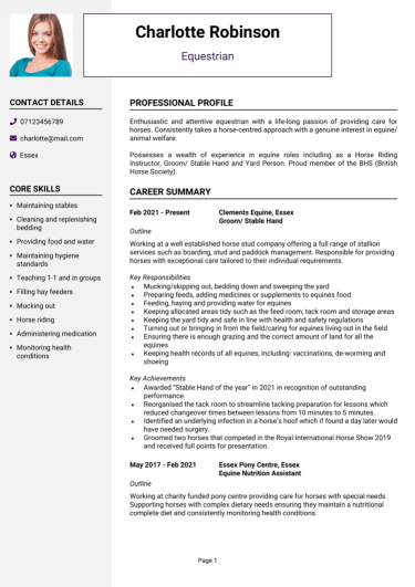 Equestrian CV