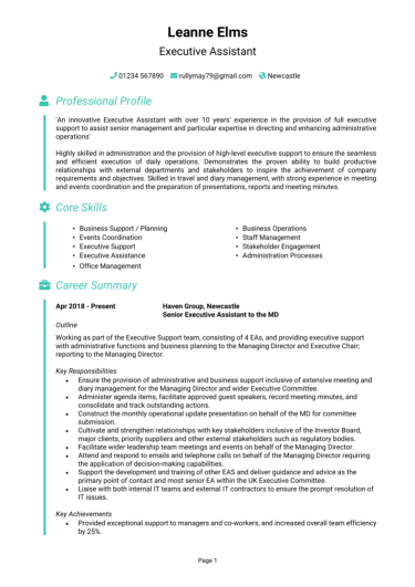 Executive Assistant CV