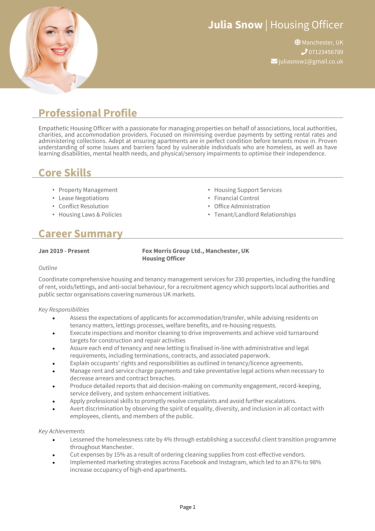 Housing Officer CV