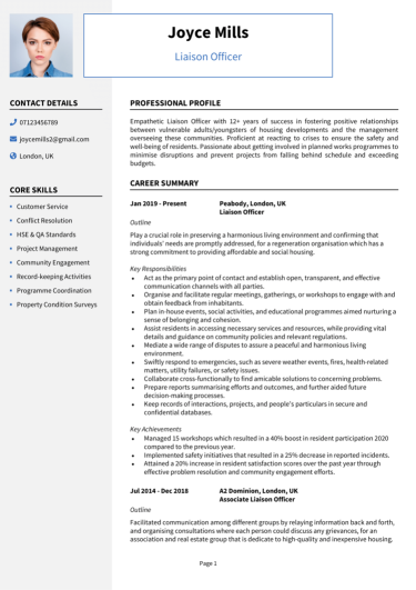 Liaison Officer CV