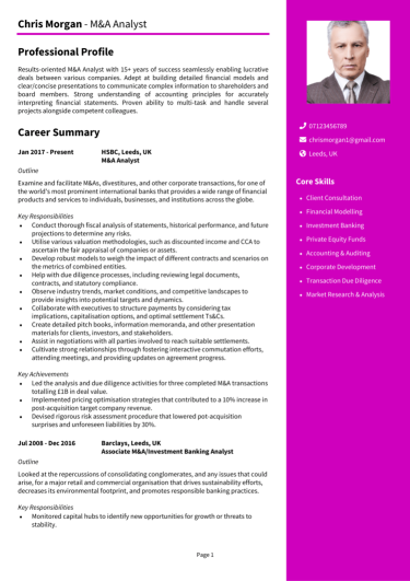 MA Analyst CV