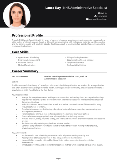 NHS Admin CV