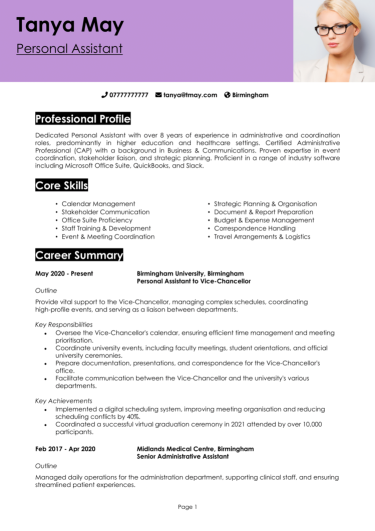 Personal Assistant CV