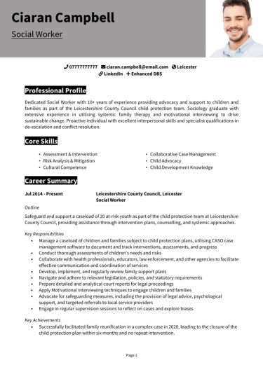 Social Worker CV