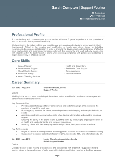 Support Worker CV