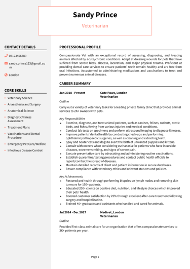 Veterinarian CV